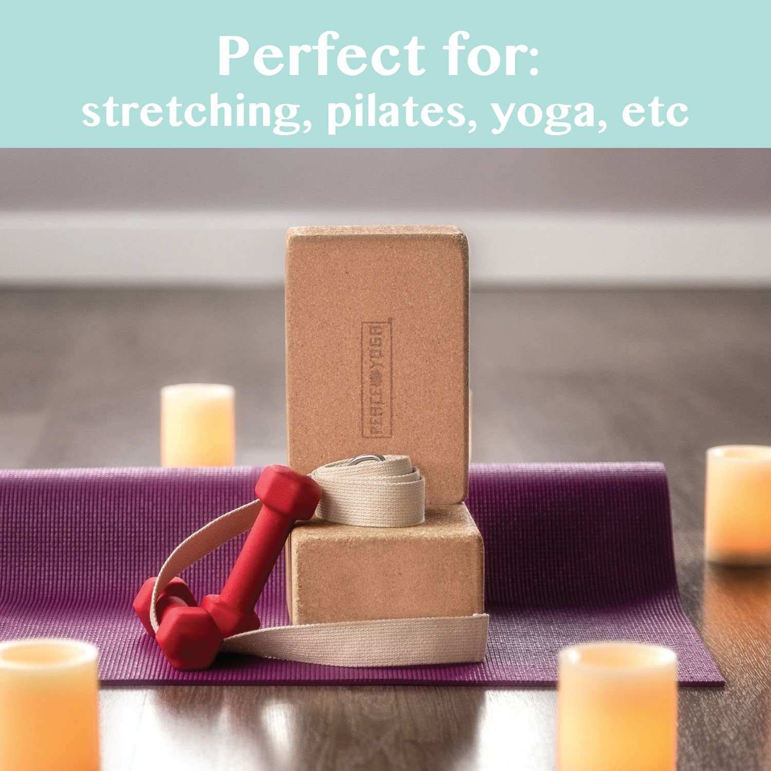 Yoga-Blöcke aus Korkholz mit Premium-Designs, 2er-Pack